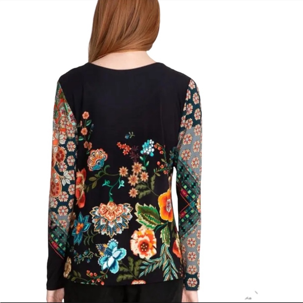 Johnny Was Multicolor Floral Long Sleeve Top - Picture 2 of 5